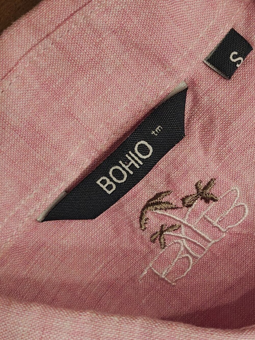 Bohio Pink Structured Linen Long Sleeve Button‑Down Shirt • Men’s Small - Picture 7 of 7